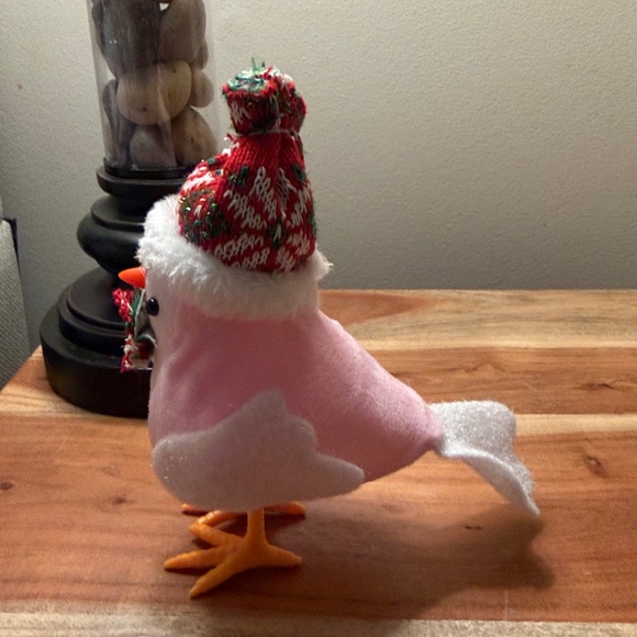 Charming Pink Bird Toy with Festive Red Hat - Picture 2 of 4